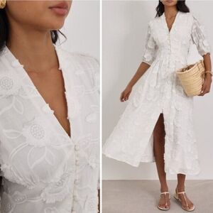 Vita Grace Sierra Embroidered Cotton Summer Day Dress White